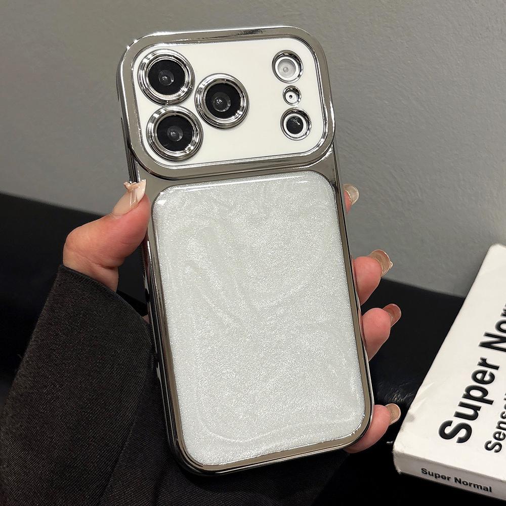 Ударопрочный чехол с блестками для iPhone 17 16 15 14 13 Pro Max Белое Окно Гальванизированная Мягкая Силиконовая Задняя Крышка