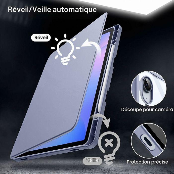 Coque + Verre Trempé pour Samsung Galaxy Tab S9 Plus/S10 Plus/S9 FE Plus, Etui Rotatif 360° - Violet