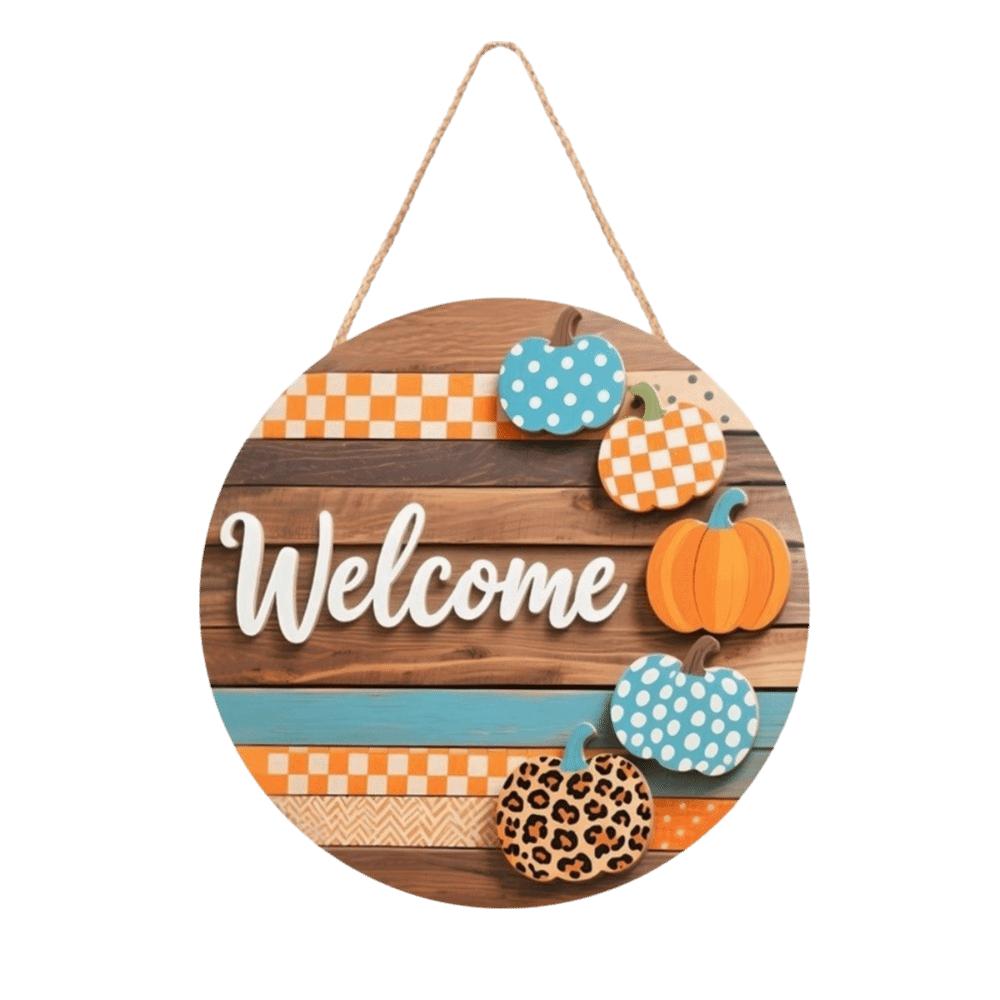 2D Flat Print Fall Halloween Decorative Sign Rustic Harvest Hanging Sign Indoor Wall