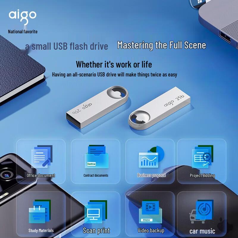 Aigo U312 256 ГБ USB 3.2 Высокоскоростной металлический флеш-накопитель