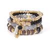 Fashionable 4Pcs Boho Multilayer Natural Stone Crystal Beaded Bracelets Fashion Women Set