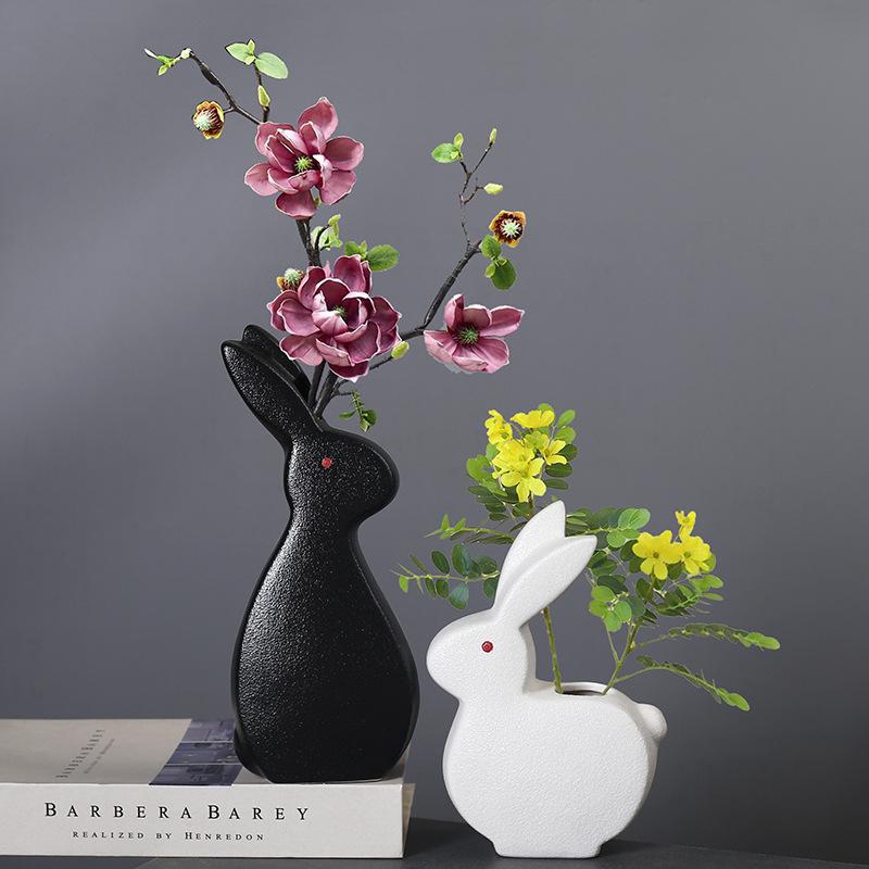 Ceramic Vase Simple Home Decoration Hydroponic Flowers Dried Flower Arranger Creative Animal Vase Rabbit