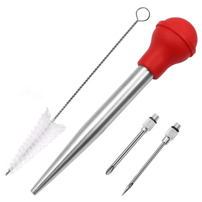 Flavor Needle BBQ Meat Syringe Marinade Turkey Baster Needle Set Kitchen Cooking Pork Steak Meat Sauces Barbecue Seasoning Tool