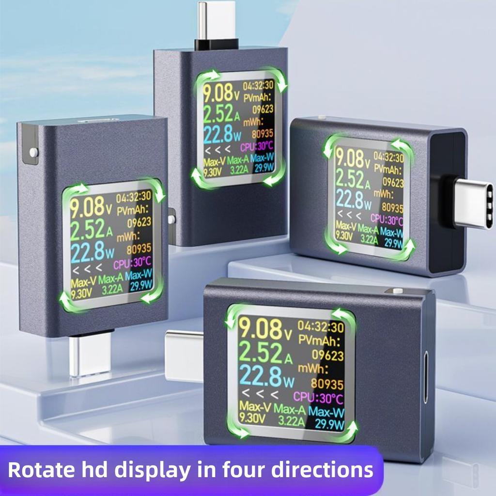 Тестер быстрой зарядки Type-C PD, многофункциональный кабельный цифровой измеритель напряжения и тока с ЖК-дисплеем для зарядки через USB