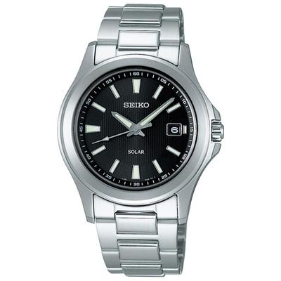 Мужские часы Seiko Selection SBPN067 с солнечной батареей, черный циферблат, календарь даты, нержавеющая сталь