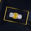 Longlongjin Yellow High-Carbon Diamond Ring, S925, 7x9 Inlaid, European & American Light Luxury Women's Jewelry
