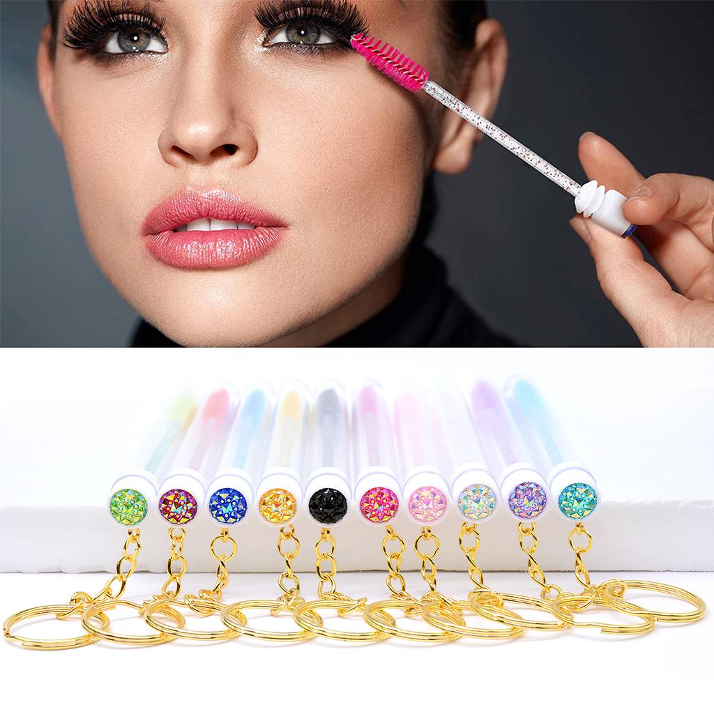 5pcs Eyelash Brushes Tubes With Keychain Lash Brush In Clear Container Disposable Eyelash Extension Mascara Wands With Case