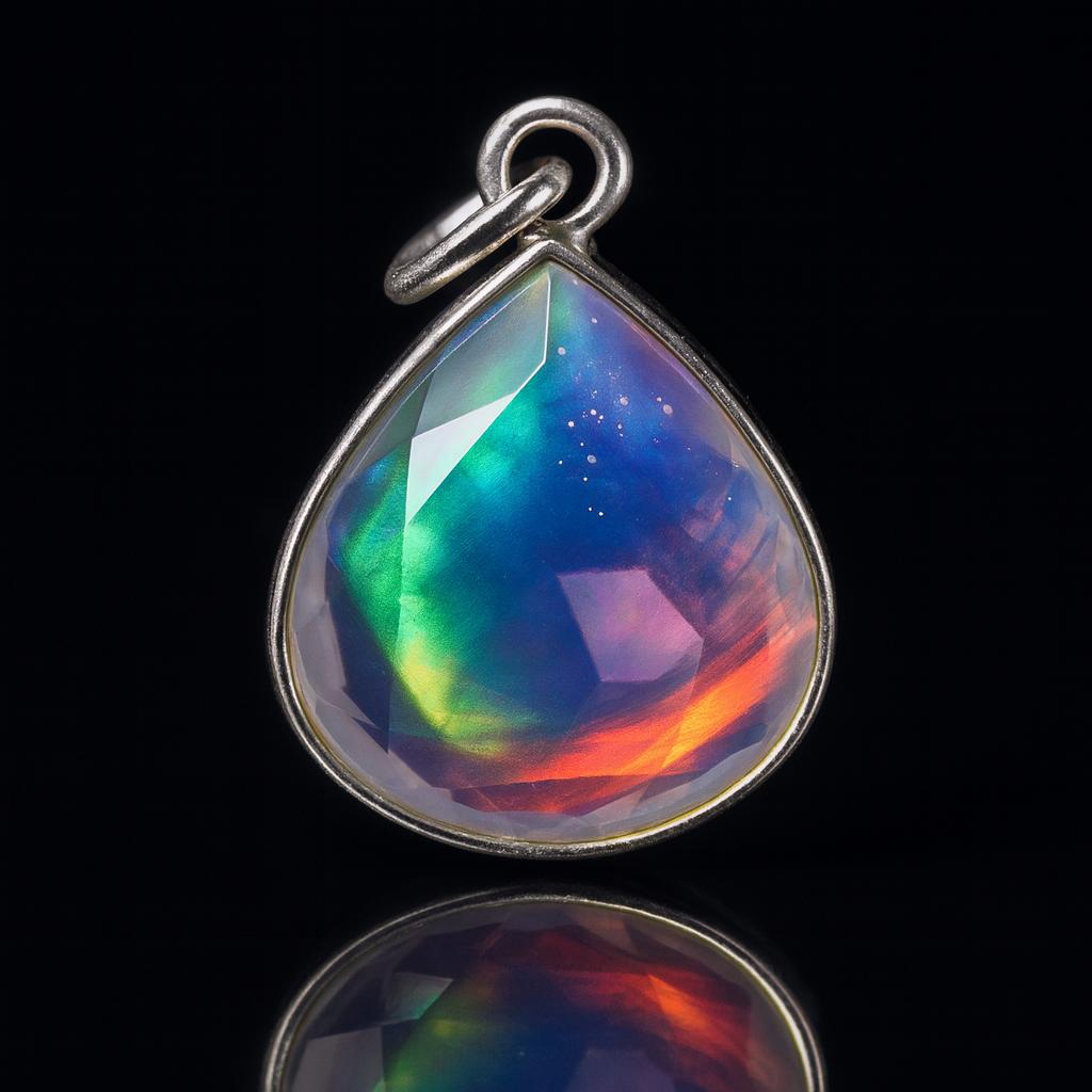 Extremely Rare 24 Ct Natural Opal 925 Sterling Silver CERTIFIED Pear Pendant