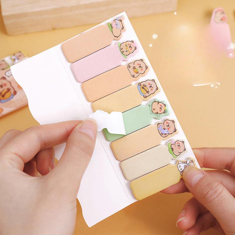 Cute Cartoon Capybara Bunny Dog Index Sticker Writable Notebook Test Paper Page Mark Classify Sticky Note Kawaii Planner Sticker