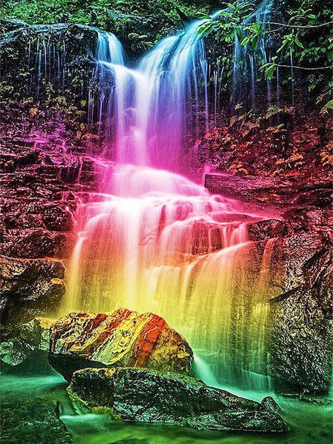 5d Алмазная картина Водопад Мозаика Пейзаж DIY Алмазная вышивка Природа Горная стена Искусство Рукоделие