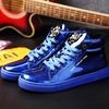 Fashion British Style Blue Shiny Mens Shoes Casual Hip Hop Luxury Designer Shoes Men Fashion High Top Sneakers Men Casual Glitter Shoes