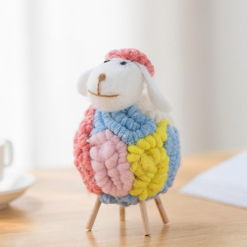 Wool Holiday Christmas Felt Sheep Figurines Party Supplies Statue Miniature Home Decoration