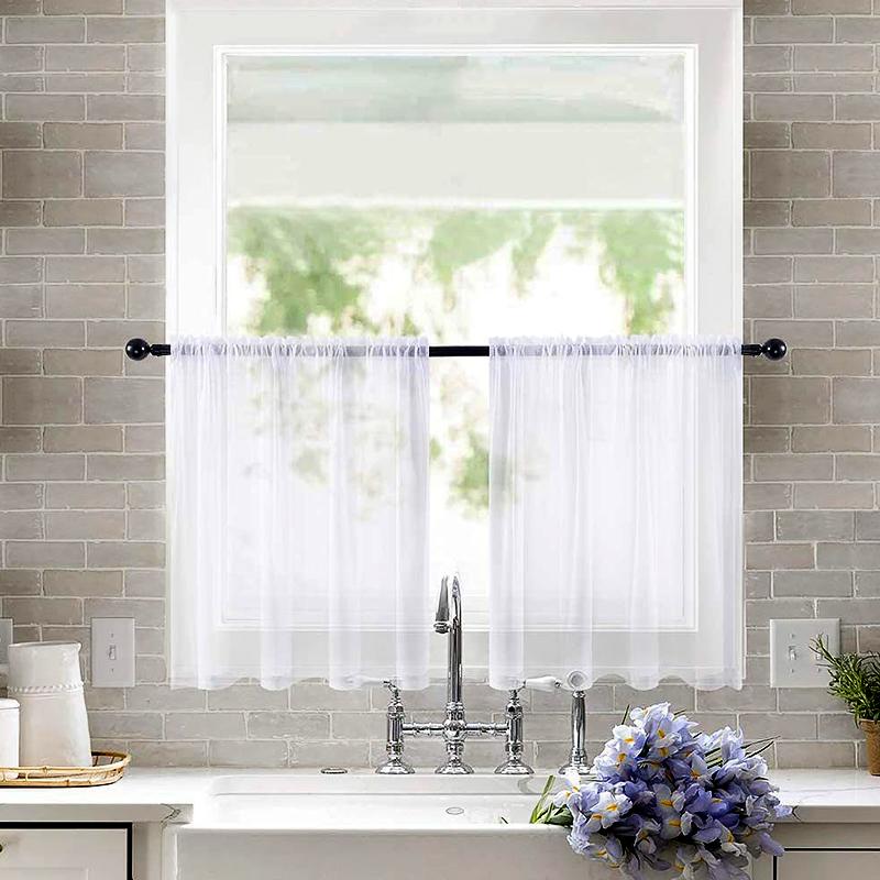 1 шт. Кафе DIY Оконные шторы Сетка Вуаль Плетение Ярус Тюль Кухня Полиэстер Короткие Прозрачные Шторы