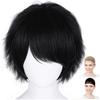 CaseEden Cosplay Wig, Short, 30cm, Heat-Resistant, Black Hair, Set of 2 Wig Nets (WIG6202)