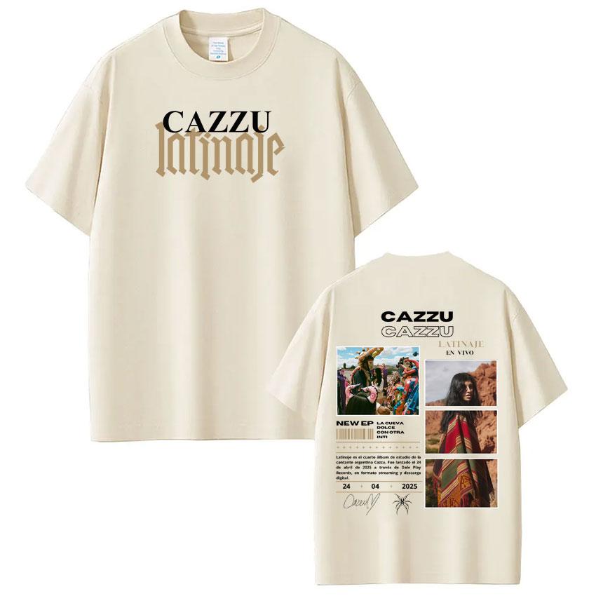 Певица Cazzu Latinaje Альбом Ретро Принт Футболка Мужская Женская Модная Футболка С коротким рукавом Хлопок Харадзюку Повседневные Футболки Подарок для Фаната