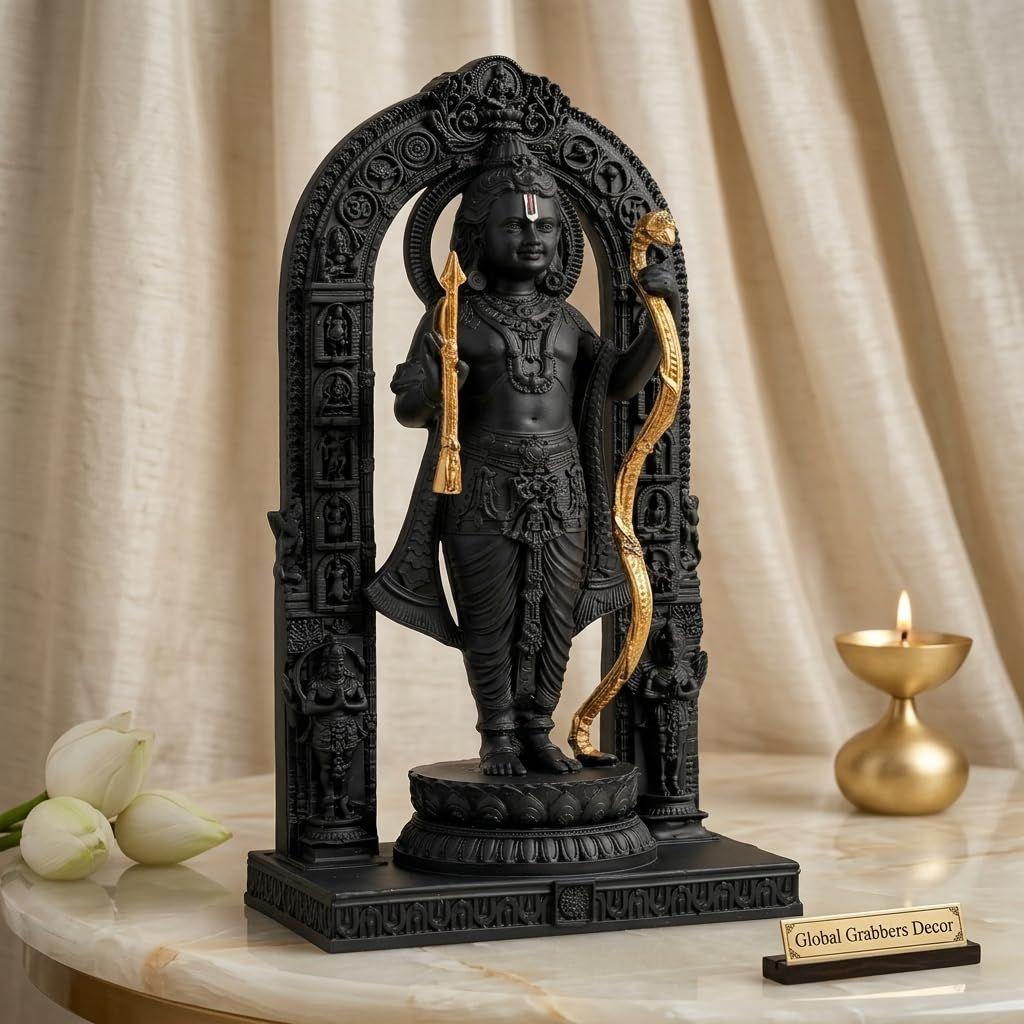 Polyresin 3D Ram Lalla Ayodhya Idol Statue Showpiece Murti for Home Decor Decoration Gift Gifting Items