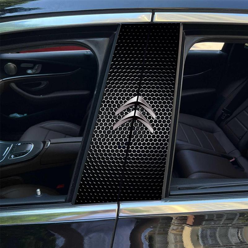 Citroen-wwwn-2Pcs Car Emblem Center Pillar Film Auto Door Decorative Sticker For Citroen C4 C3 C5 C5X e-C4 X e-C3 C-Elysee Berlingo C1 C6 anc123