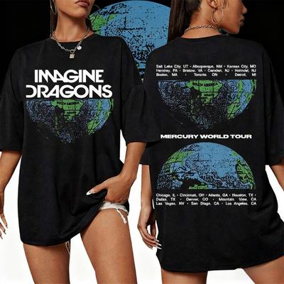 202526 Горячая Распродажа Imagine Dragons Loom Мировой Тур Чехол Футболка Мужская Женская Повседневная Хип-Хоп Поп Уличная Хлопковая Футболка Топ