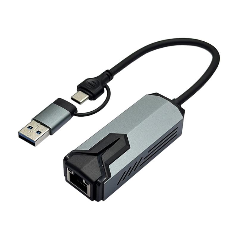 USB C RJ45 Networking Adapter 5000Mbps Gigabit LAN Port Aluminum Shell Plugs and Play For Remote PC Wake Up Capability