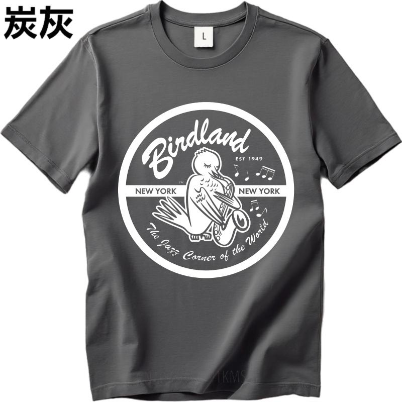 Vintage Summer For Man Tshirt Birdland New York Jazz Bird Saxophone Music Logo Short Sleeve Street Wear Crew Neck Tshirt