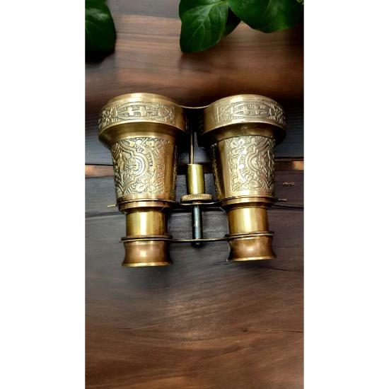 Морской бинокль из цельной латуни с гравировкой и кожаным футляром - винтажный морской декор - полностью функциональный - идеальный подарок для путешественников и отцов