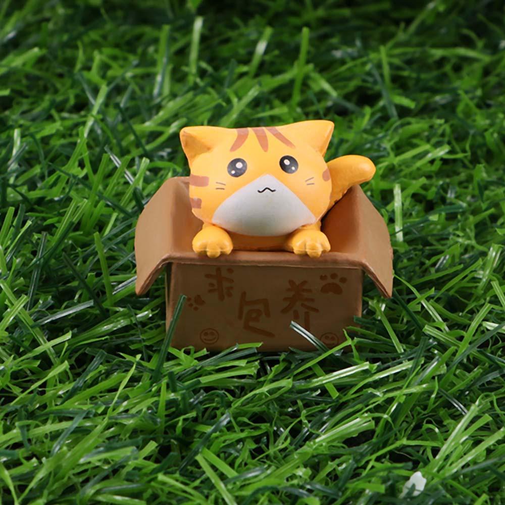 Statue Cute Cartoon Kitten PVC Ornament Kitty Model Small Statue Car Figurine Poor Box Cat