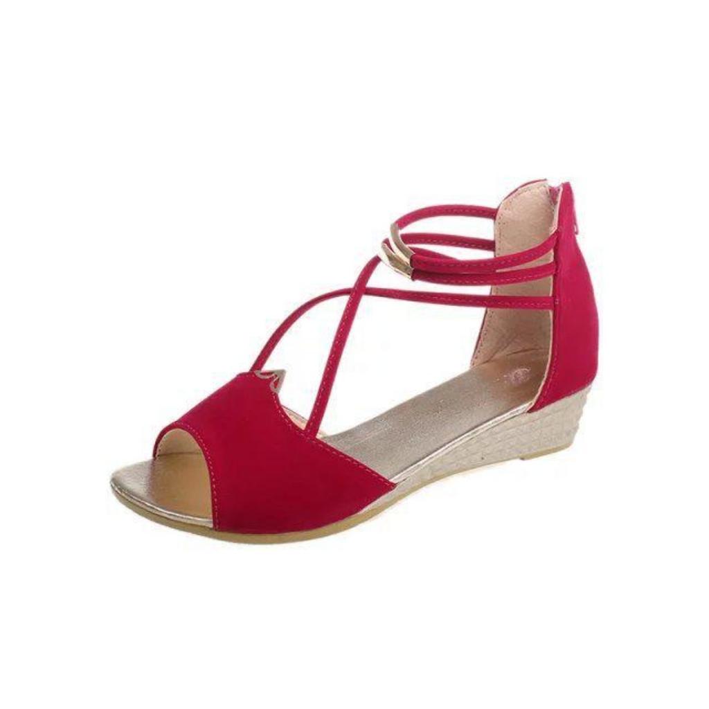 Летние новые сандалии в корейском стиле женские на танкетке удобные универсальные сандалии на среднем каблуке с открытым носком для студентов повседневные сандалии оптом