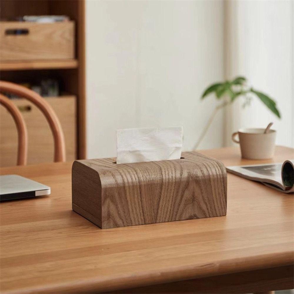 Drawer Design Solid Wood Tissue Box Simple Tissue Holder Desktop Ornament Tissue Case Bathroom