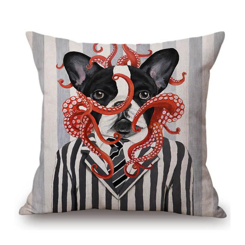 Lovely Cute Flower Head Puppy Dog Dalmation Fashion Animal Comics Painting Funny Kids Sofa Throw Pillow Case Linen Cushion Cover