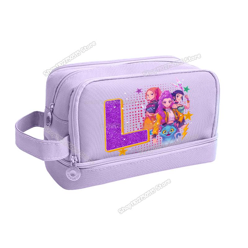 Kpop Demon Hunters Letter A-Z Pencil Bag Rumi Mira Zoey Girl Student Pencil Case High-capacity Stationery Pouch School Supplies