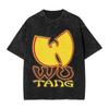 Футболка Wu Tang Clan Глобальный Тур Винтажная Стирка Хип-Хоп Графика Унисекс Оверсайз Круглый Вырез Хлопок Короткий Рукав Топы Горячая Распродажа