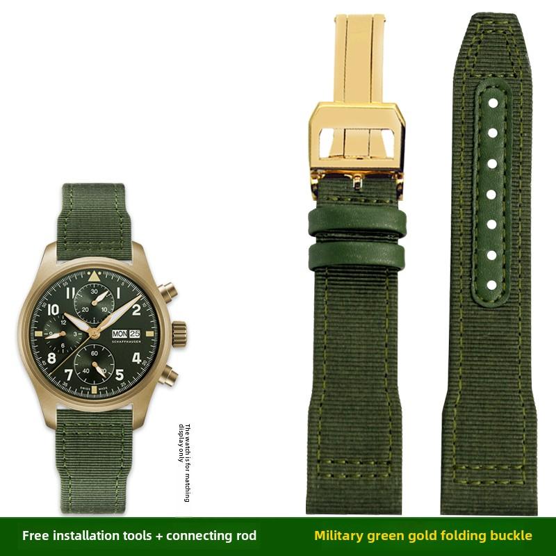 Для IWC Pilot Нейлоновый ремешок из натуральной кожи для часов IWC Mark 18 Balack Aces Portuguese оригинальный плетеный холщовый ремешок Браслет
