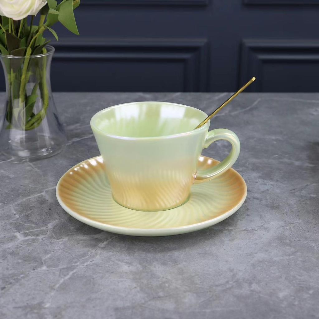 Кофейная чашка с перламутровой глазурью, красочная чашка в океанском стиле, градиентная парная кружка, бизнес-подарок, чашка для воды