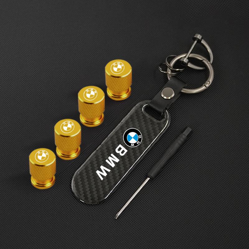 Carbon fiber Tire Valve Stems Cap Keychain Style Wheel Air Valve Cover For BMW X1 X2 X3 X4 X5 X6 X7 GT E53 E70 E71 F25 E84 M