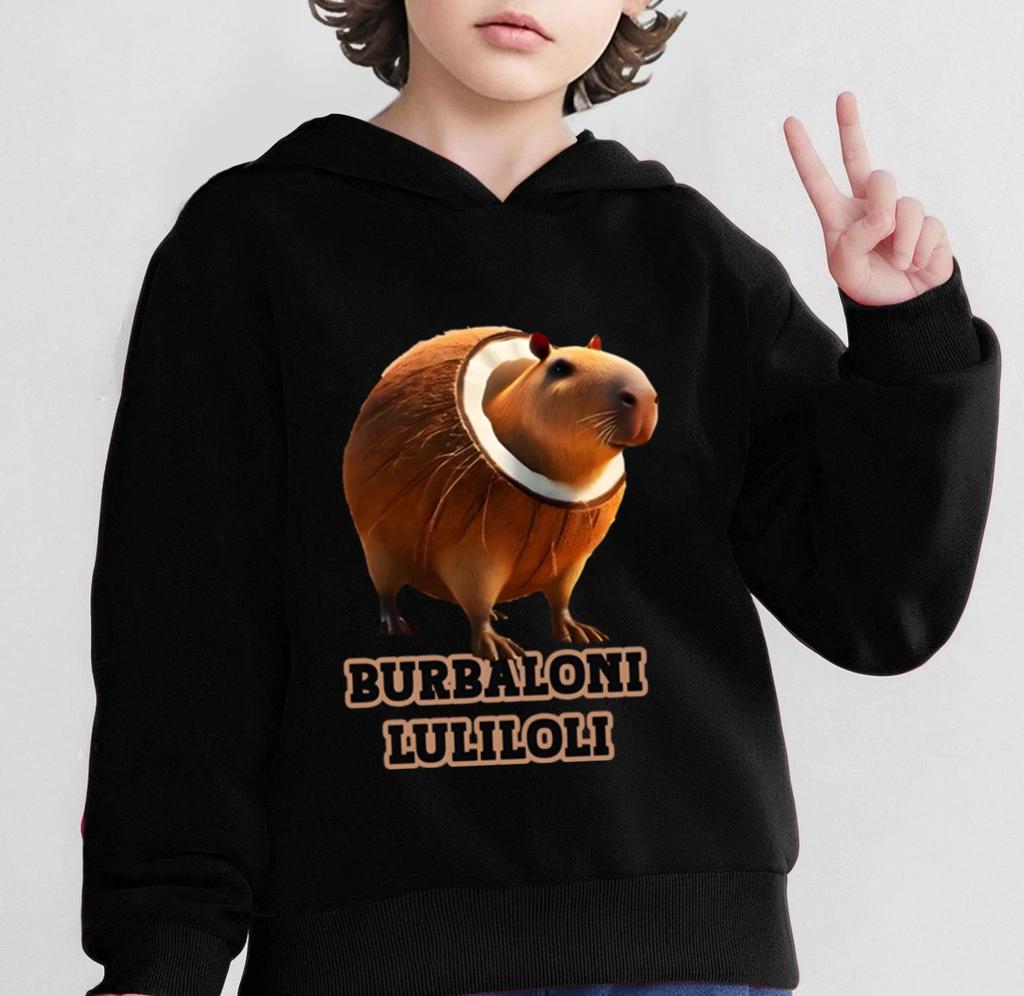 Burbaloni Luliloli Italian Brainrot Meme Hoodies Sweatshirt Boys Girls Funny Cartoon Hoodie Autumn Fashion Pullover Kids Clothes