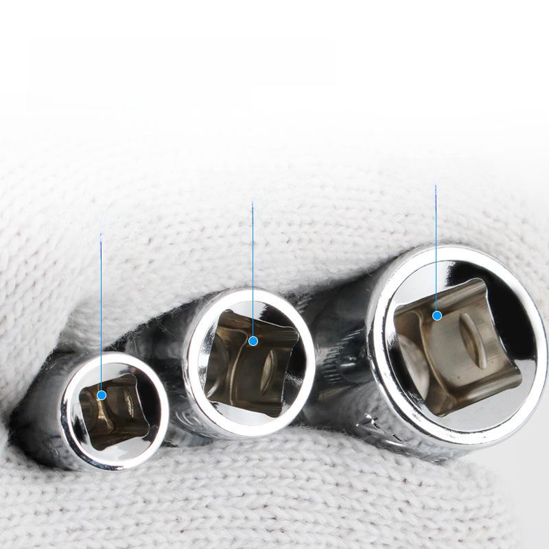 Metric 6-Point Flower-Shaped E-Type Socket Set: 1/2 Large, 3/8 Medium, 1/4 Small, Star Type.