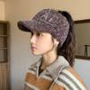 New Winter Plush Ear Protecting Peaked Cap for Women Korean Style Versatile Empty Top Ponytail Warm Baseball Hat