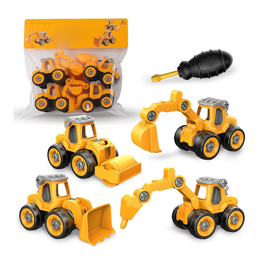 Наборы строительной техники для малышей Симуляция Включают 4 транспортных средства Пазл Детская разборная игрушечная машинка
