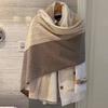 Luxury 100% Australian Wool Scarf with Tri-Color Design Large Multifunctional Shawl Wrap Cashmere Soft Feel Cape