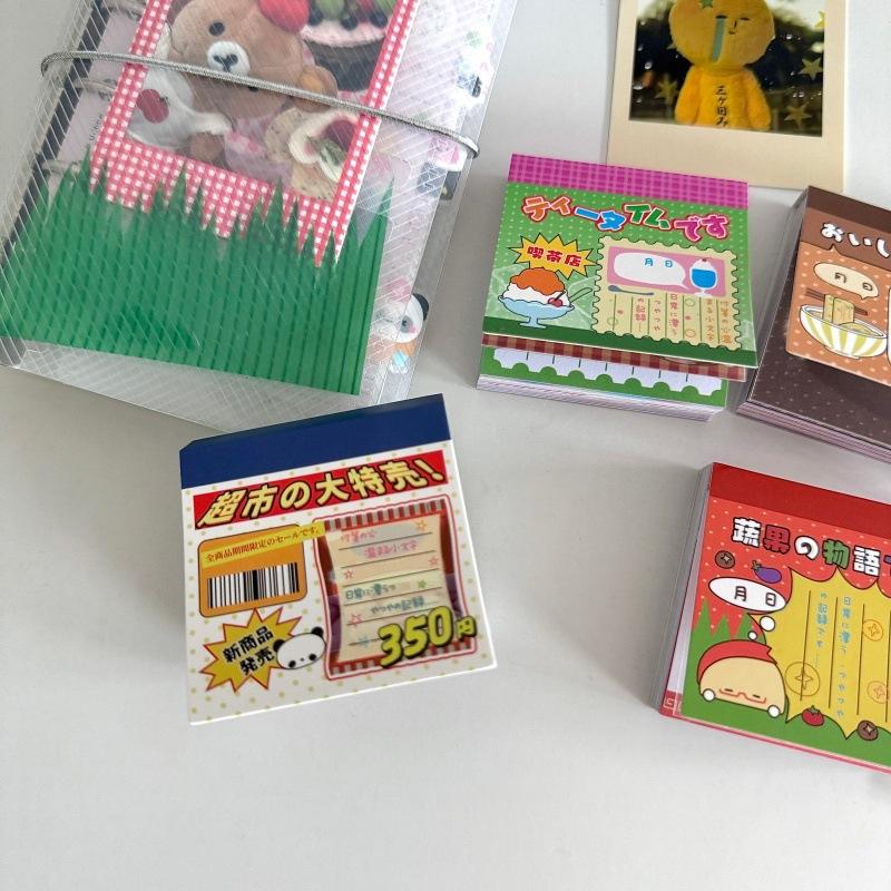 50Sheets Japanese Vintage Self-Adhesive Sticky Notes Message Stickers Kawaii Scrapbooking Notes Stationery Supplies