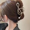 Hair Claw Musical Note Shape Faux Pearl Hair Clip Back Head Shower Hair Claw Decorative Hair Accessory