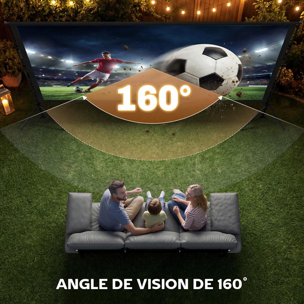 Projection Screen, 120-Inch, 16:9, Tripod, 309 x 62 x 217 cm, White and Black