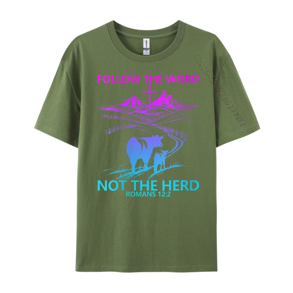 Follow The Word Not The Herd Romans 12 2 Christian Graphic T Shirts Fall T Shirt Man Crazy Funny Shirts
