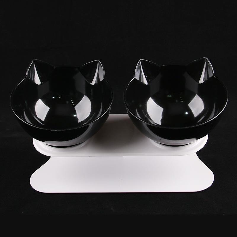 Non-Slip Double Cat Bowl Pet Water Food Feed Dog Bowls Pet Bowl with Inclination Stand Cats Feeder Feeding Bowl Kitten Supplies