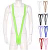 Mens Mankini Swimsuit M-XL Glossy - Bulge Pouch Thong V-Shaped Suspender Bodysuit Swimwear Underwear