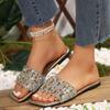 Тапочки на плоской подошве женские роскошные золотистые пляжные туфли с кристаллами летние сандалии женские новые шлепанцы повседневные шлепанцы Zapatillas Mujer