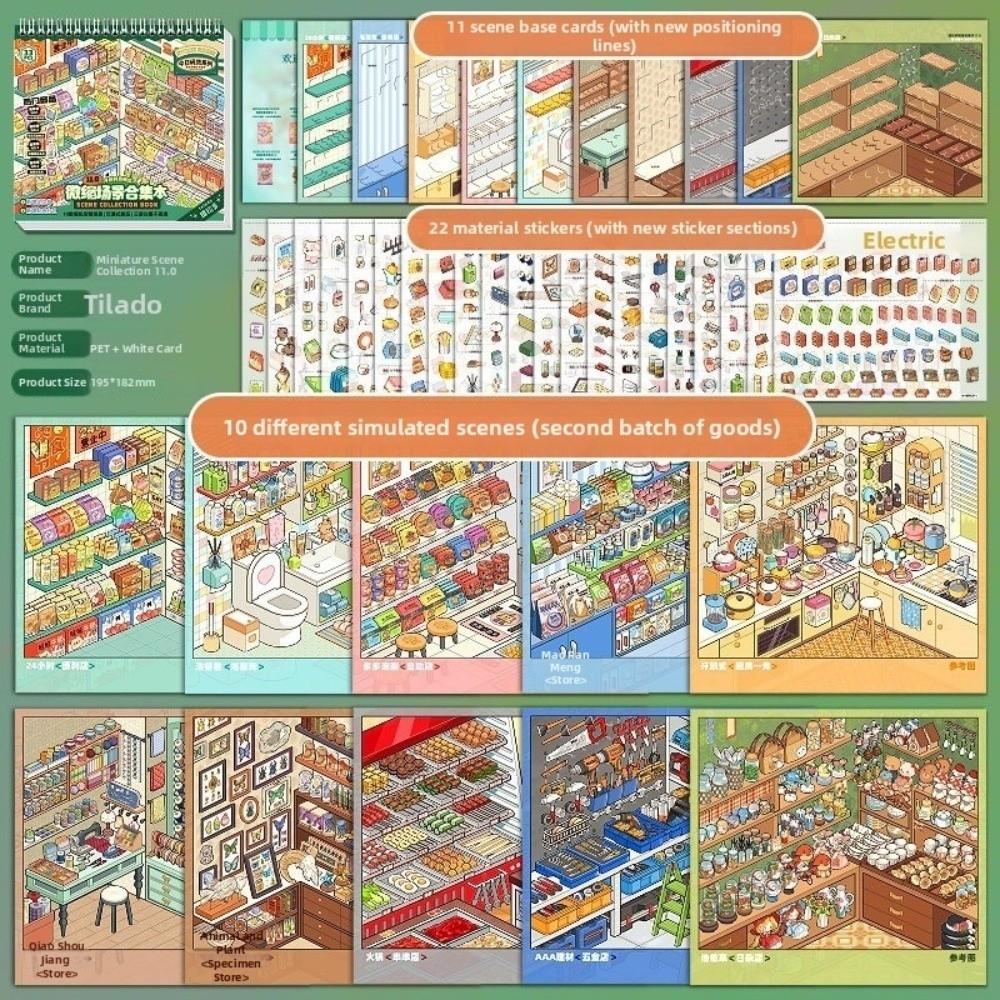 Store Series Mini Scenery Stickers 10 Scenes 33 Sheets 3D Stacking Sticker  Holiday Gifts