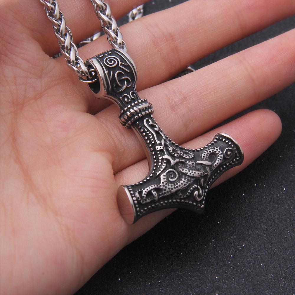 Винтажное ожерелье из нержавеющей стали с молотом Тора, скандинавское ожерелье с подвеской в виде викингов, скандинавский норвежский мужской амулет в стиле хип-хоп, ювелирные изделия в подарок