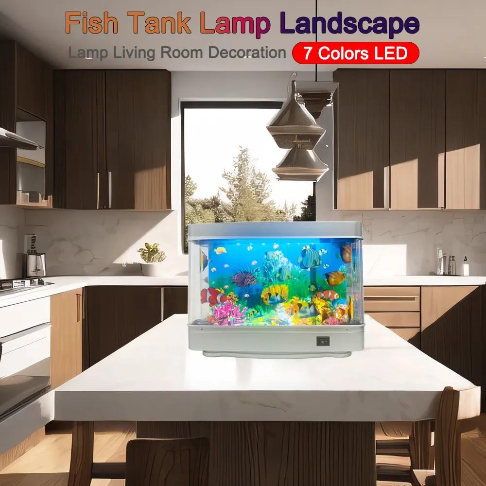 7 цветов светодиодный светильник для аквариума, ландшафтный светильник, украшение для гостиной, имитация аквариумного пейзажа, подводный мир с выключателем