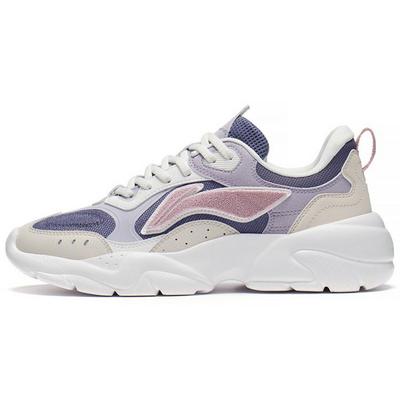 Li Ning Классические низкие спортивные повседневные кроссовки Женские кроссовки Светло-фиолетовый AGCS268-2